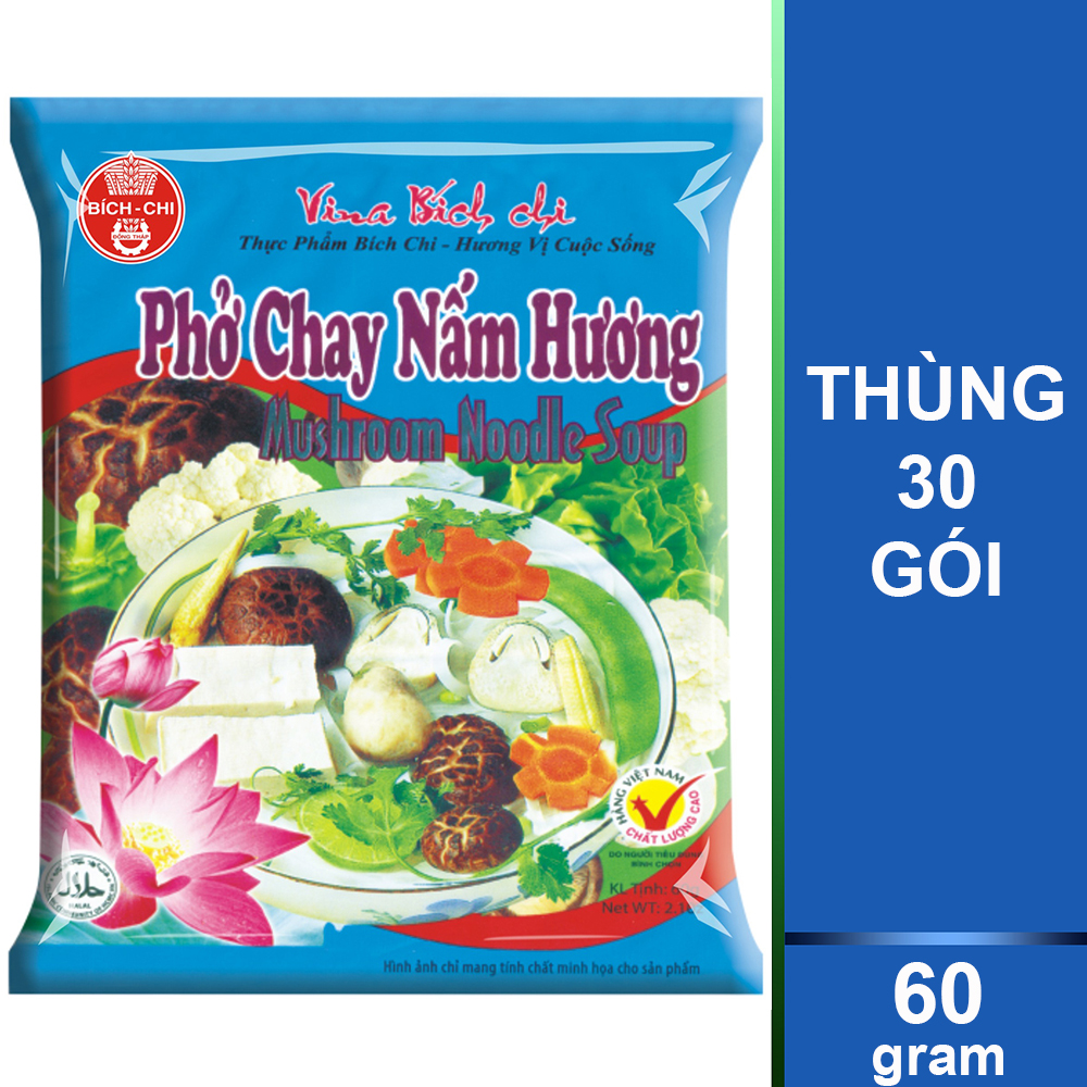 Thùng 30 Gói Phở Chay Nấm Hương Bích Chi 60g